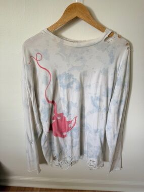 Alchemist Tie Dye Distressed Long Sleeve Top Size Medium
